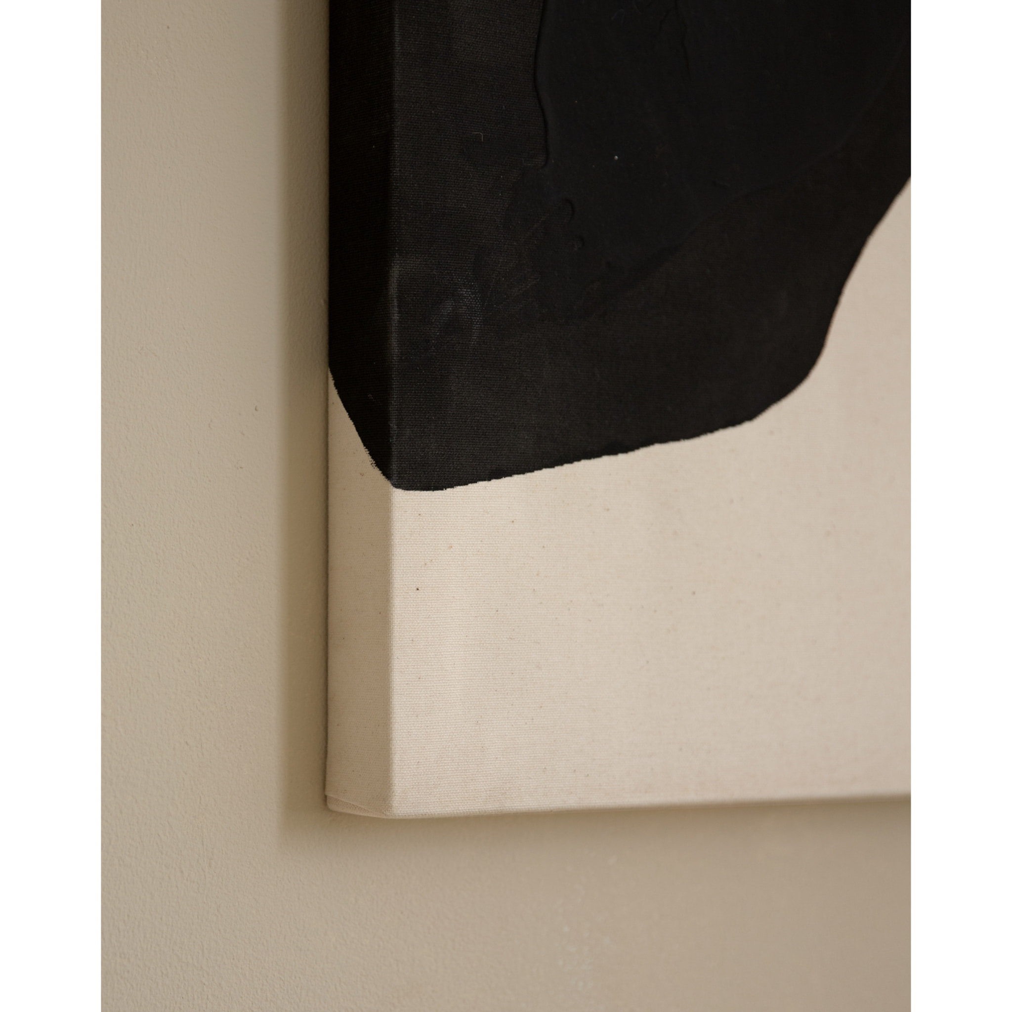 Tableau beige et noir décoratif sur coton avec cadre en bois peint à la main à la peinture à l'huile en différentes tailles
