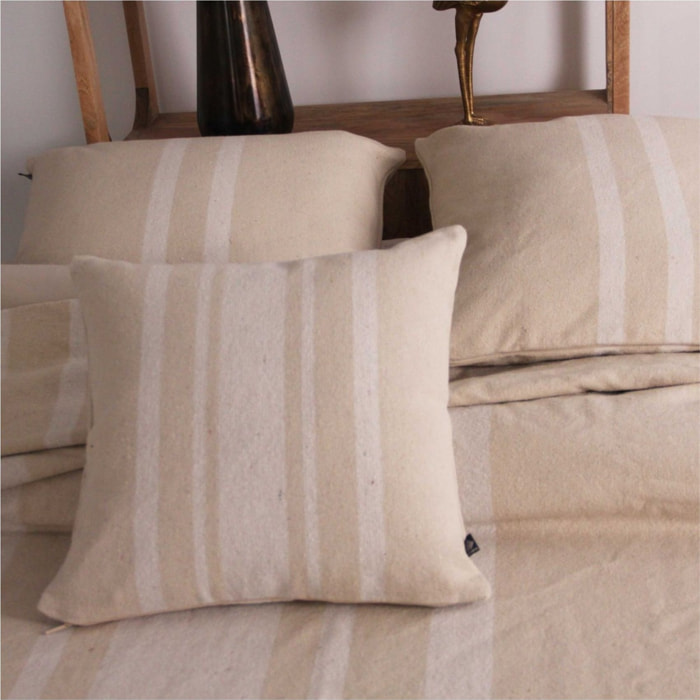 Coussin coton épais style Rustique - Ecru