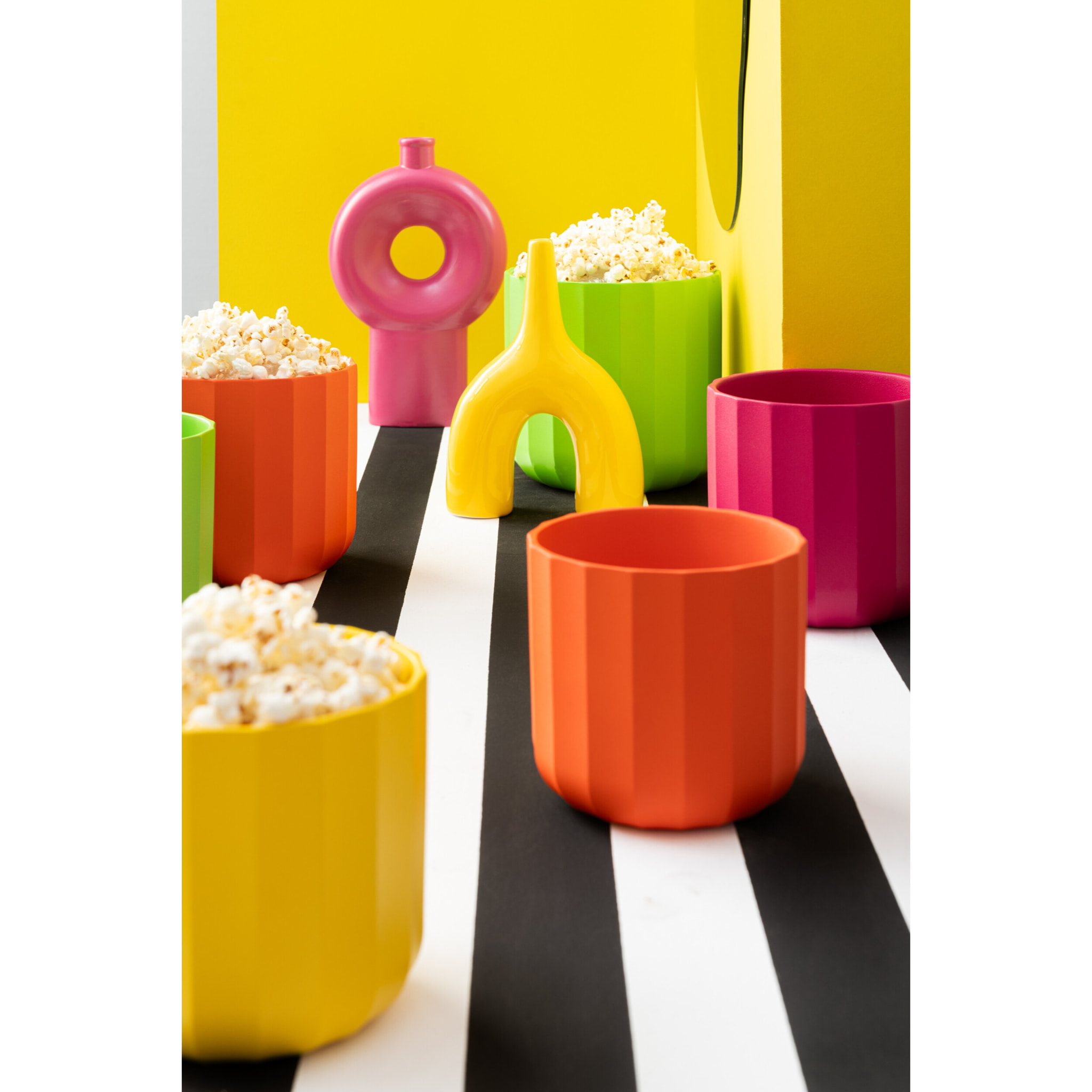 J-Line cache-pot Summer - céramique - orange - large - 2 pièces - Ø 18.5 cm