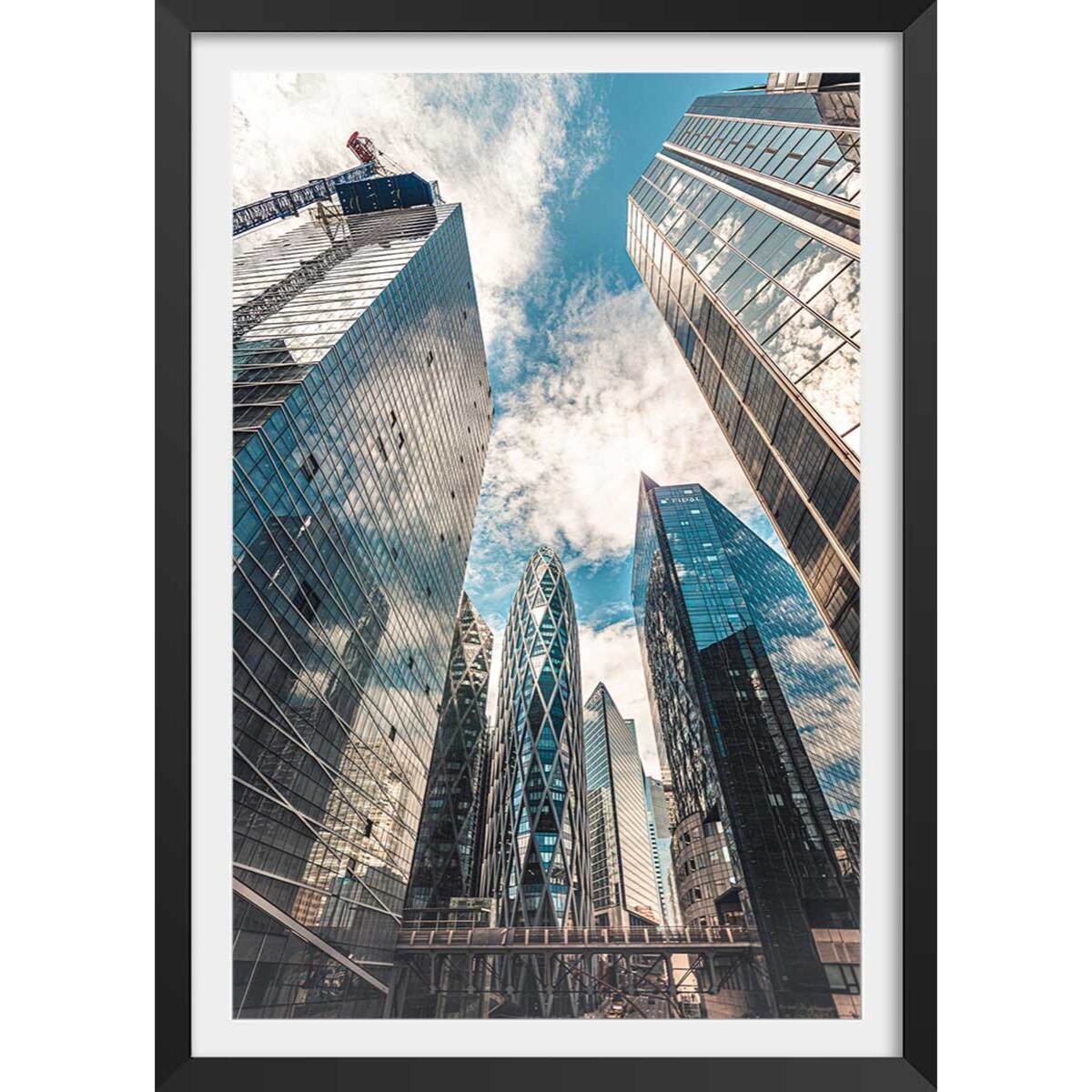 Affiche photo paris quartier la defense Affiche sous cadre noir