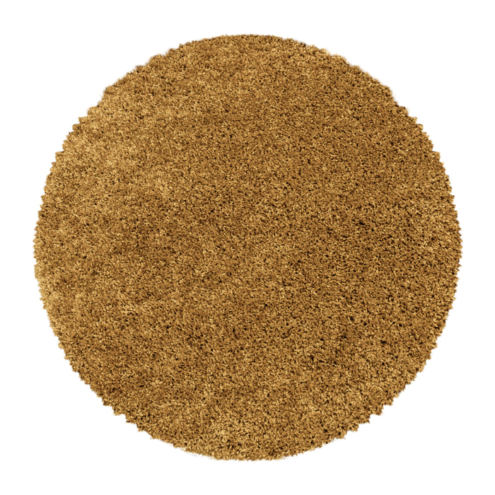 SYDNEY - Tapis shaggy uni rond à poils longs moutarde - SYD3000DOR