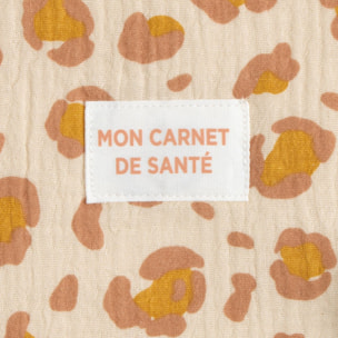 Protège carnet de santé léopard en gaze de coton