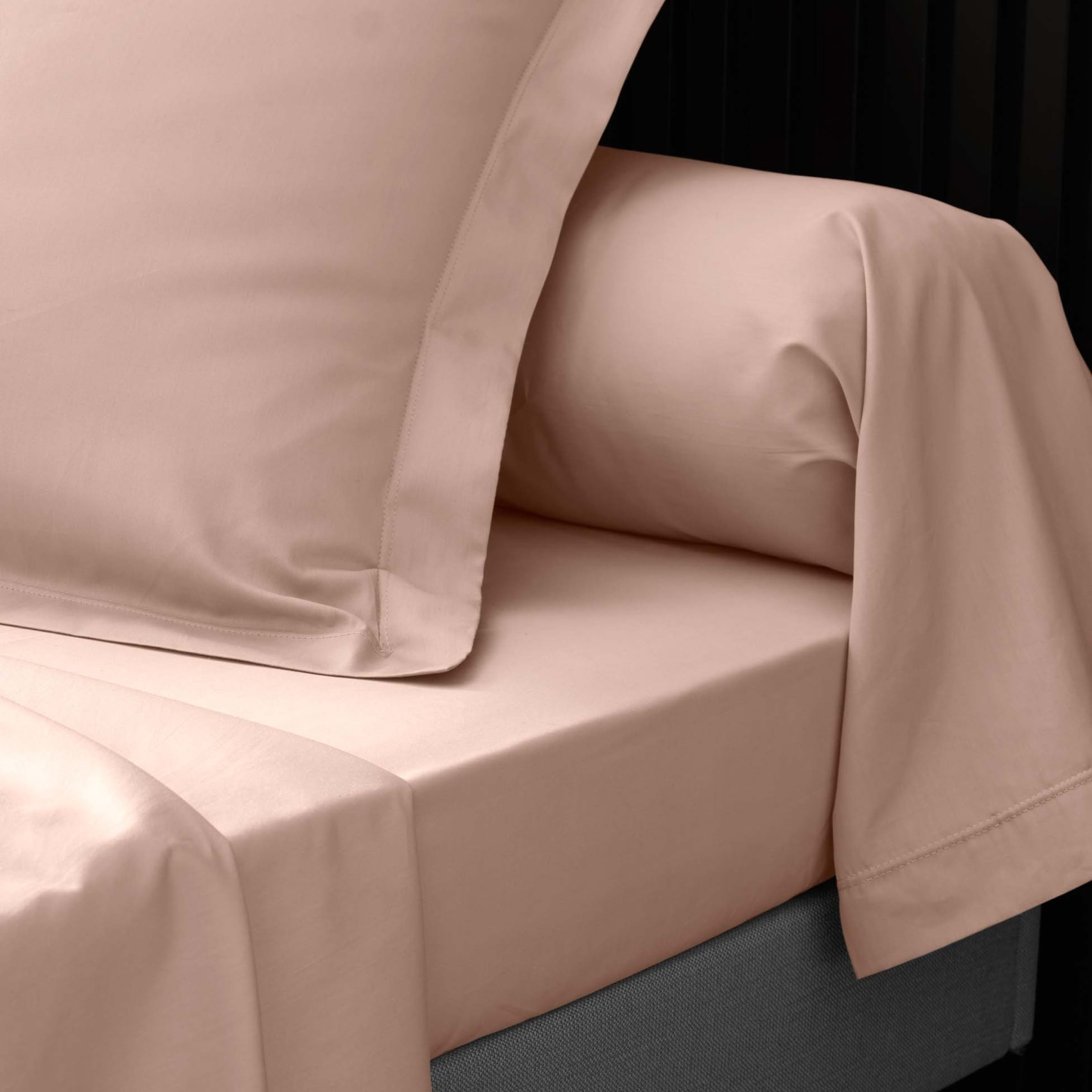 Taie d'oreiller volant plat 100% percale de coton ORIGINE - Rose