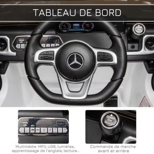 Voiture électrique enfant Mercedes Benz Classe G 12V - V. max. 5Km/h - télécommande, effets sonores, lumineux - blanc