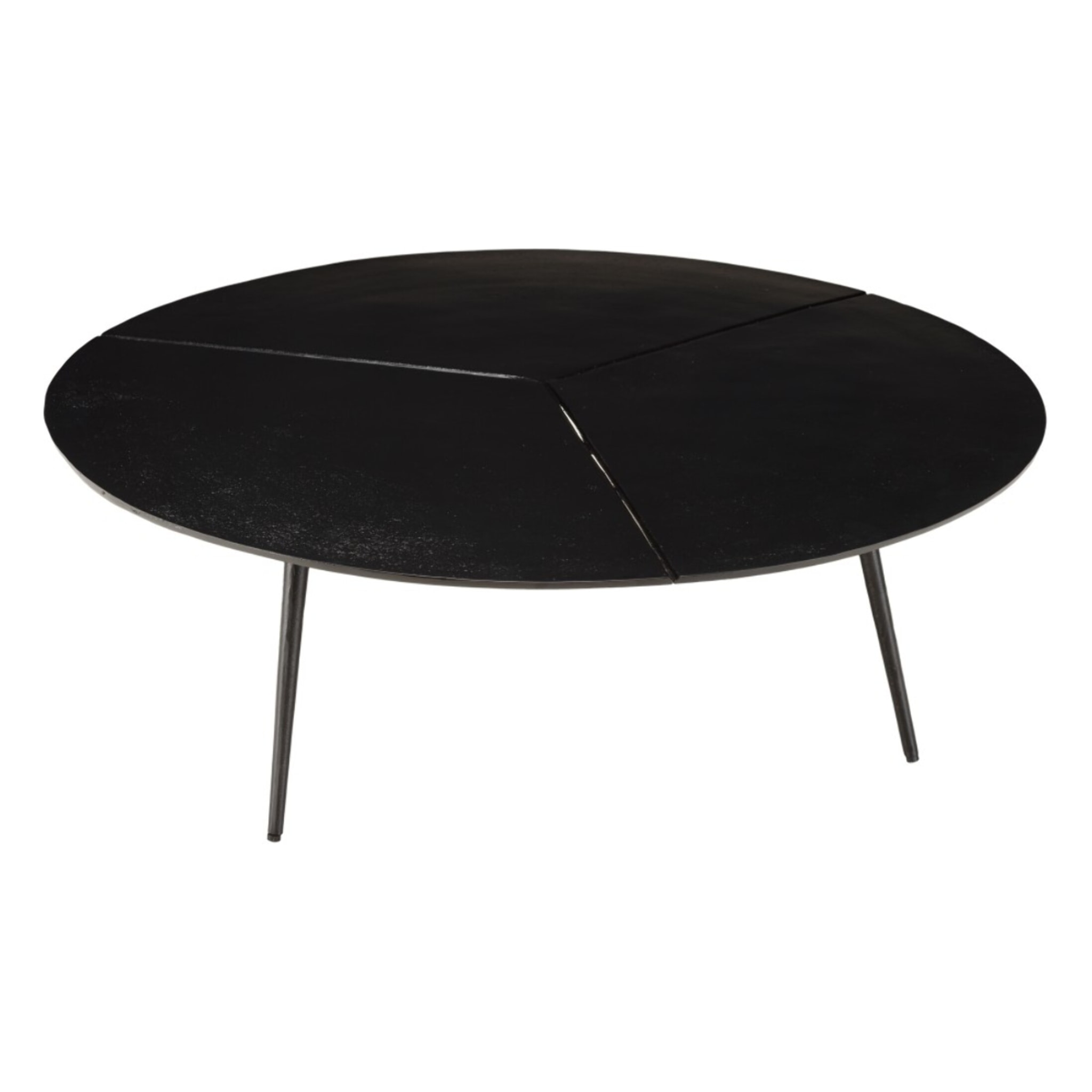 JAMES - Table basse ronde 100x100cm en aluminium noir mat