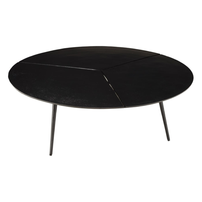 JAMES - Table basse ronde 100x100cm en aluminium noir mat