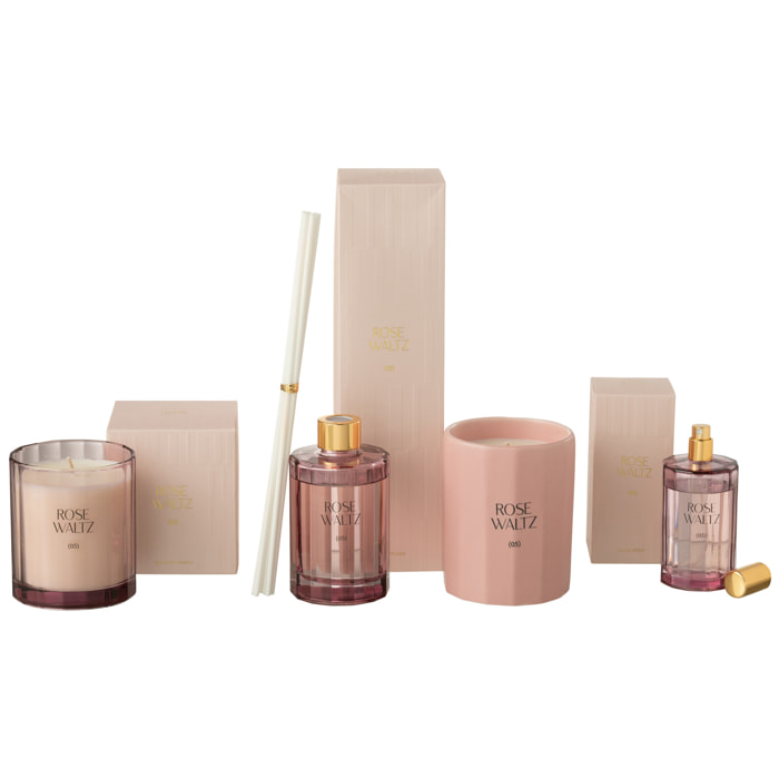 J-Line Bâtonnets parfumés Rose Waltz - verre - rose