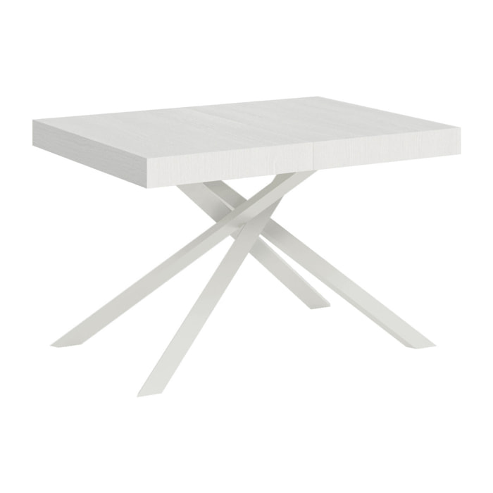 Mesa extensible 90x130/390 cm Karida fresno blanco patas blanca