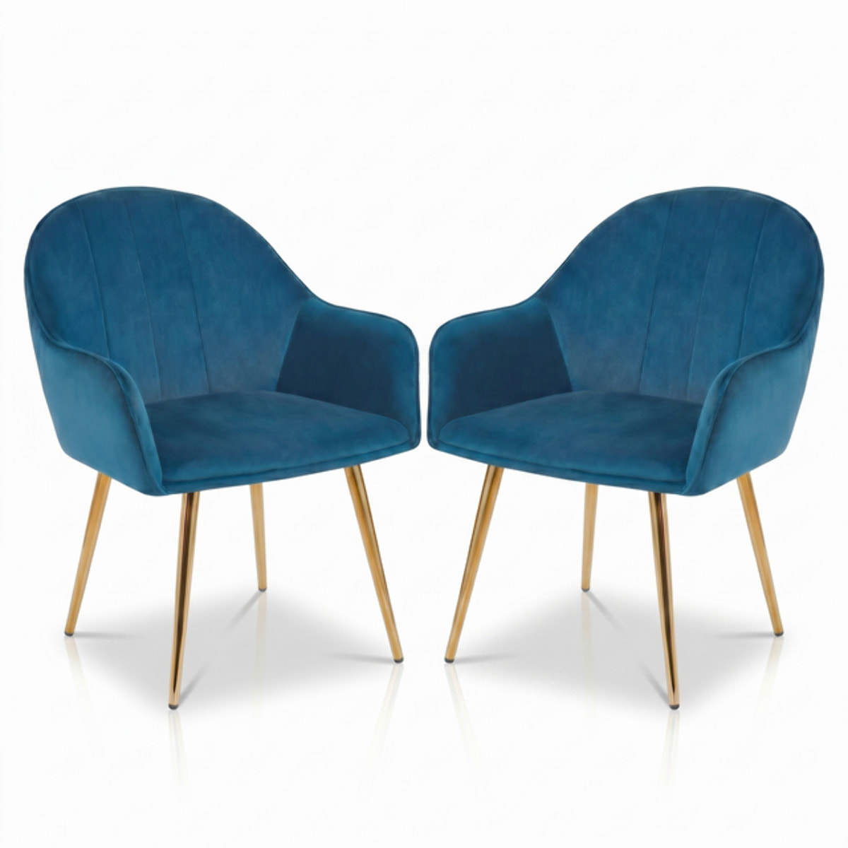 Set 2 poltrone in velluto con gambe oro, sedie imbottite design elegante e moderno, struttura in legno con schienale e seduta confortevoli, rivestimento effetto velluto morbido, ideali per soggiorno camera e ufficio, stile raffinato