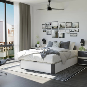 Canapé con zapatero 135x190 cm en blanco y grafito Luxury Plus 3D Blanco - Grafito