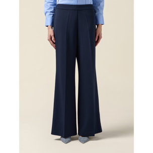 Oltre - Pantaloni palazzo in tessuto crêpe - Blu