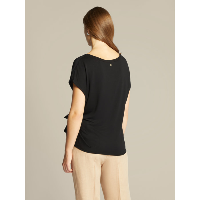 Elena Mirò - T-shirt con nodo sul fianco - Nero
