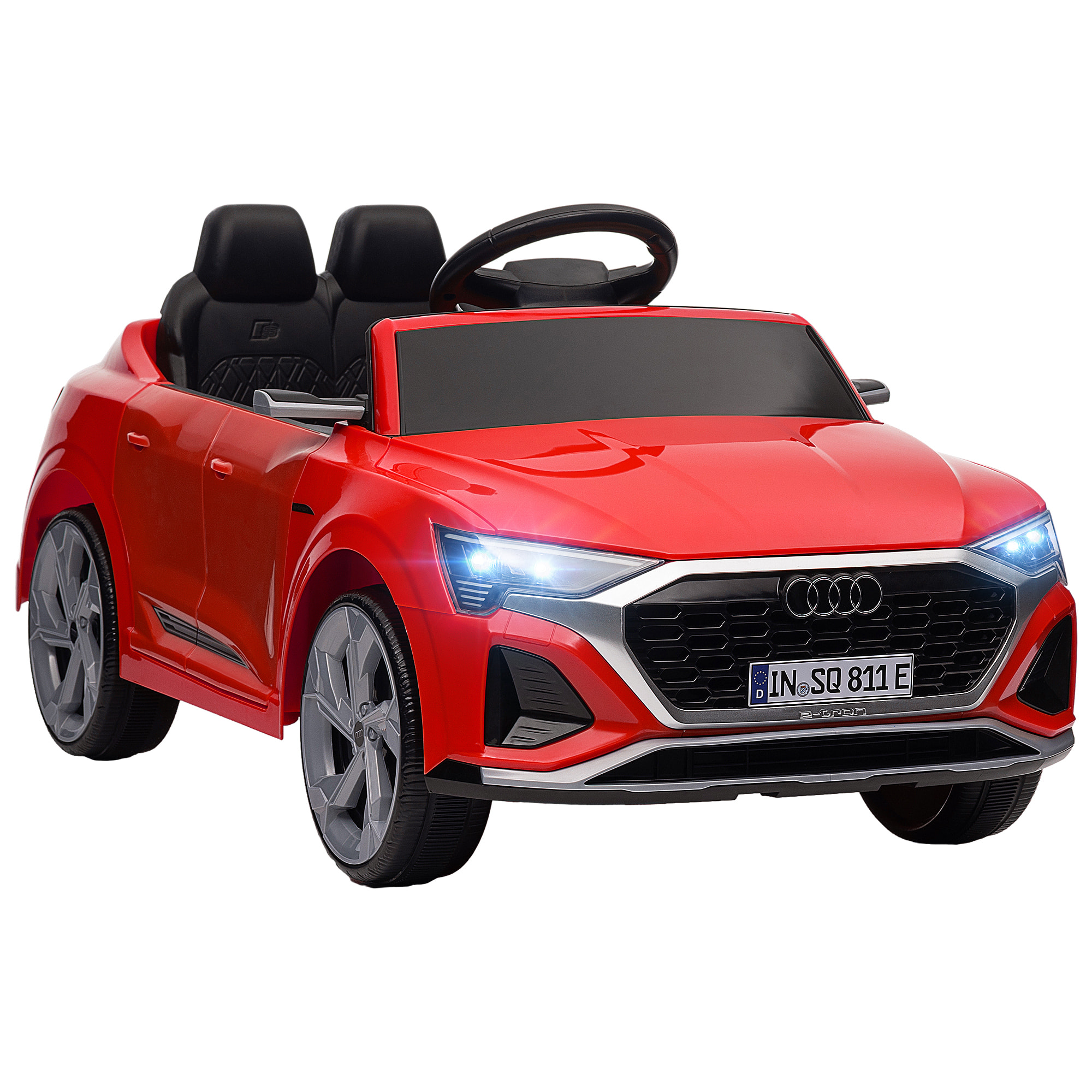 Coche Eléctrico para Niños de +3 Años Audi Q8 etron sportback Carro Eléctrico Infantil con Batería 12V Mando a Distancia Ruedas con Suspensión de Muelles Faros Bocina y Música Rojo