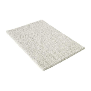 Tapis longs poils shaggy 160x230 rectangle tissé crème motif uni SIMPLE