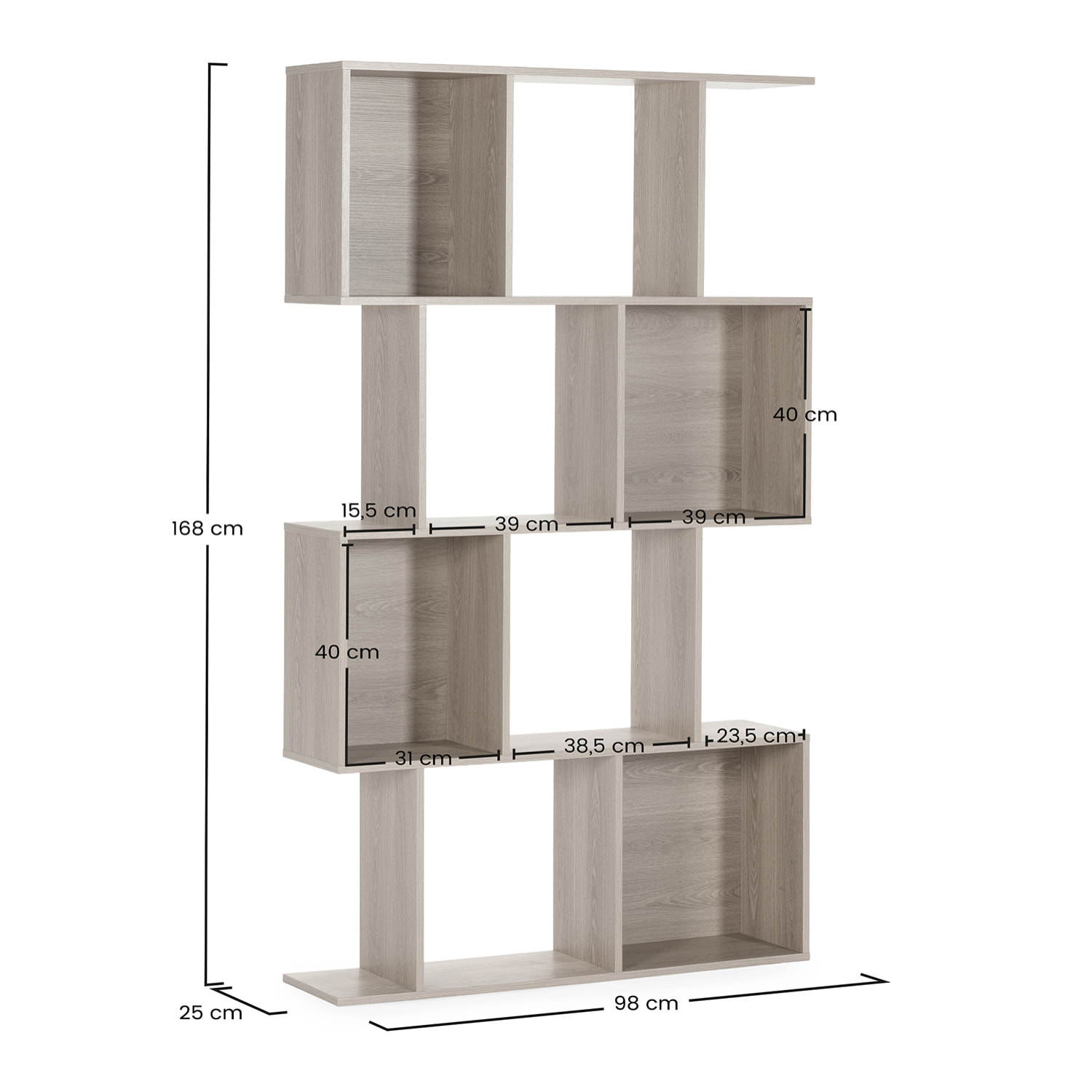 Estantería Nagato 8 huecos efecto Roble