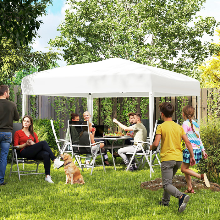 Outsunny Carpa Plegable Gazebo 3x3 m Cenador Plegable con Altura Ajustable en 3 Niveles Toldo Anti-UV y Bolsa de Transporte para Camping Fiestas Blanco