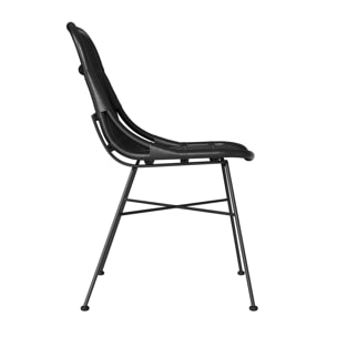 Lot de 2 chaises en rotin et pieds en métal noir - Moon