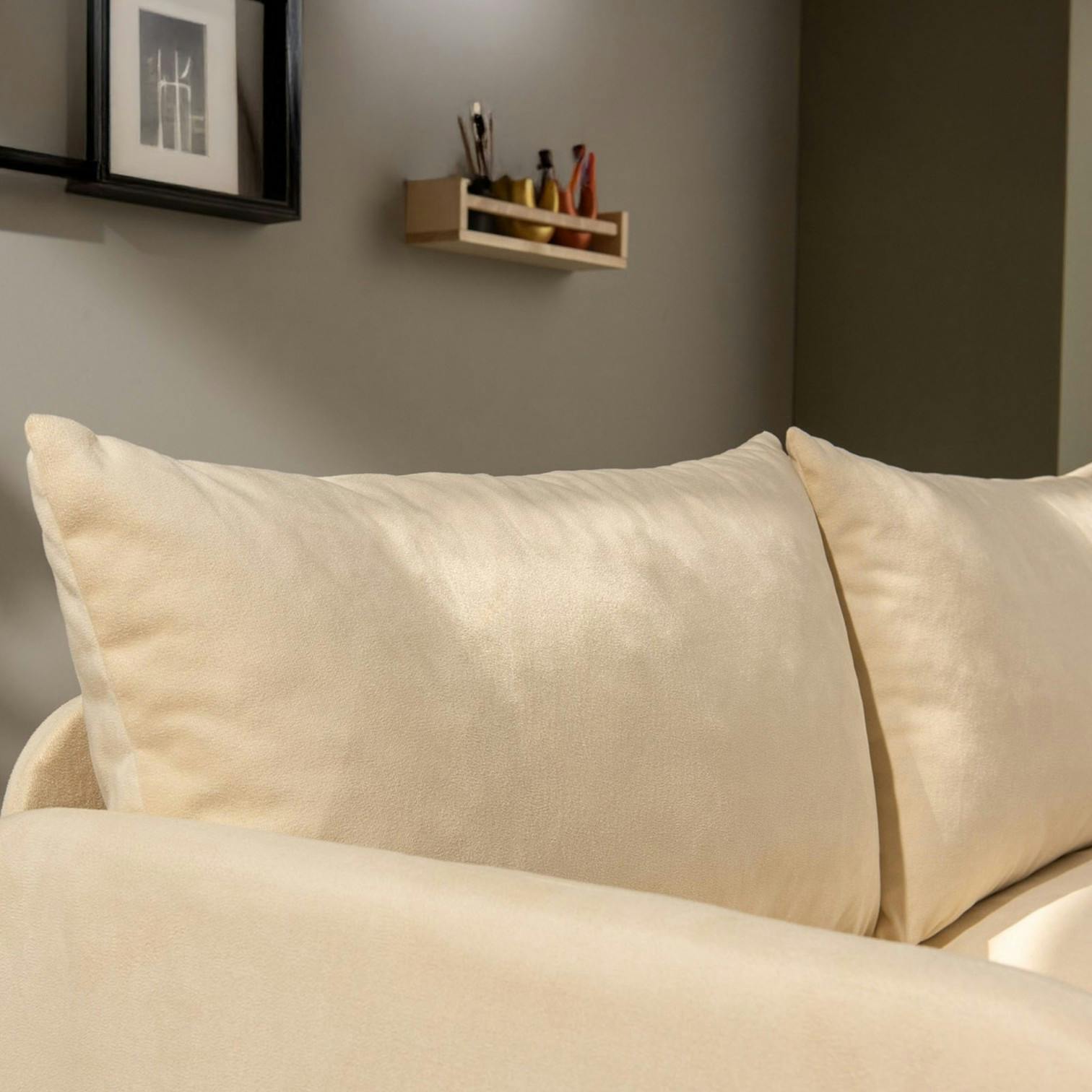 Canapé-lit en tissu crème, 2 personnes 140 cm ORURO