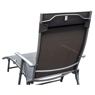 Tumbona Plegable Tumbona de Jardín con Respaldo Ajustable en 7 Niveles Almohada y Reposabrazos Carga 165 kg para Piscina Terraza Camping 137x63,5x100,5 cm Gris