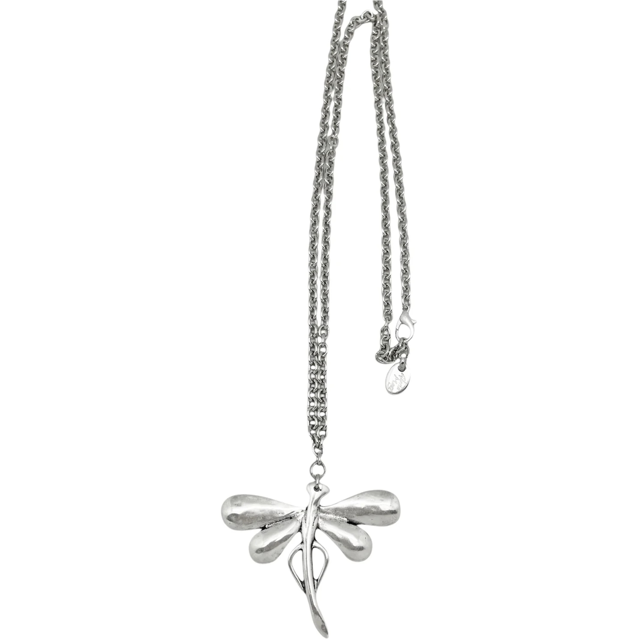 Collar largo Dragonfly en plata chapado 80cm