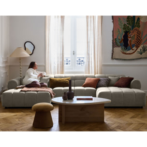 Ray - canapé panoramique en U 7 places en tissu texturé - Gris