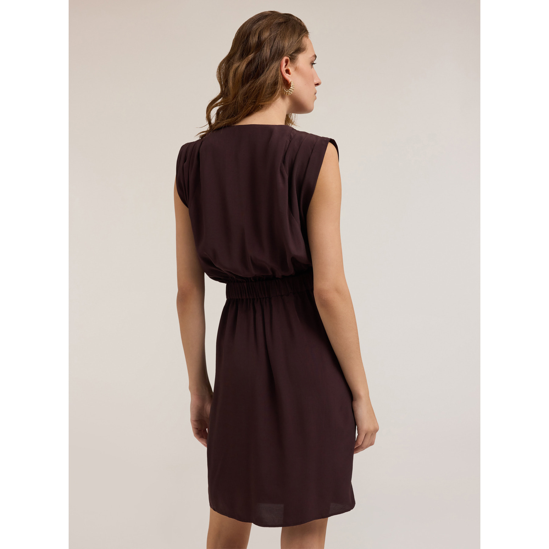 Motivi - Vestido cruzado de viscosa - Marrón