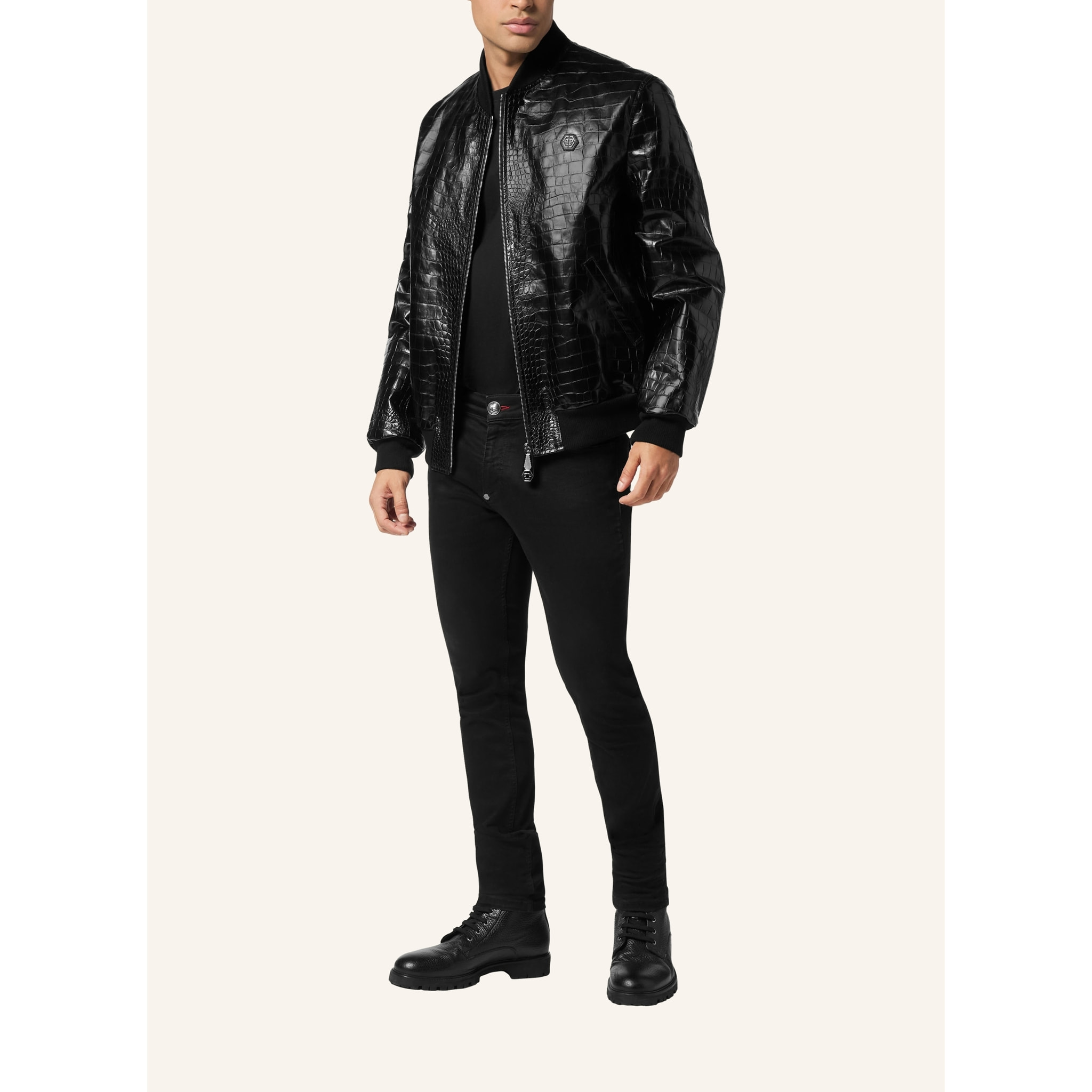 PHILIPP PLEIN Bomber de cuero COCCO