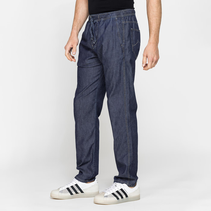JOGGER JEANS IN DENIM LEGGERO CON ELASTICO IN VITA