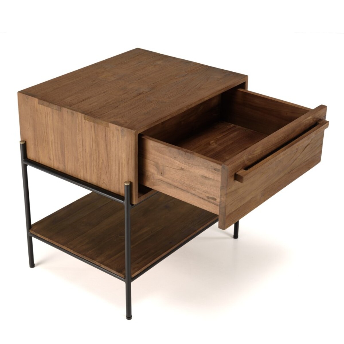 SIXTINE - Table de chevet 1 niche bois de teck recyclé