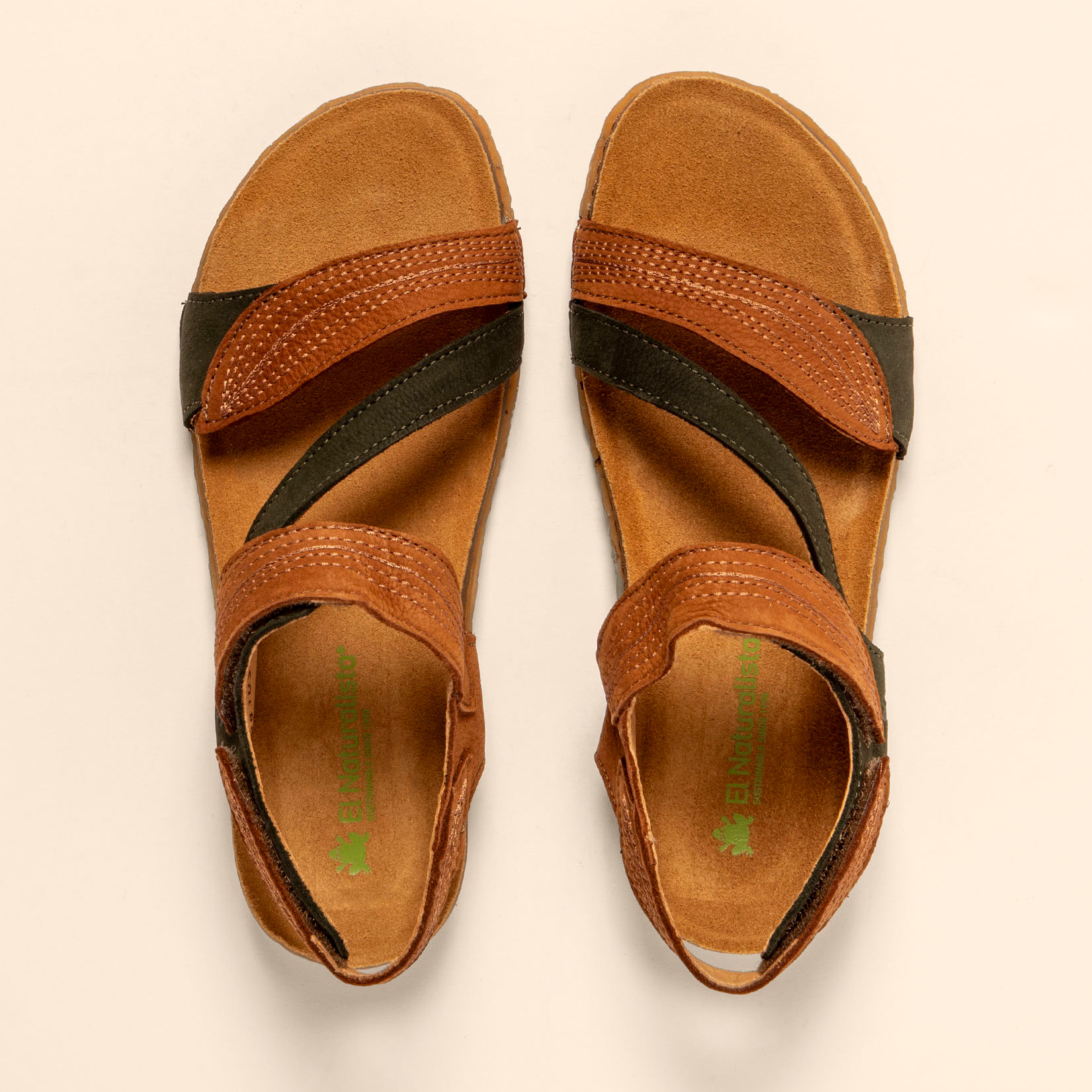 Sandalias N5810S NOBUCK LAVADO KAKI-CUERO/ PANGLAO color Kaki-cuero