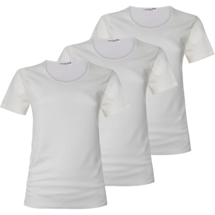 3 Maglie Intime Donna Girocollo Caldo Cotone Nottingham Art. NOTGDSOGN Bianco