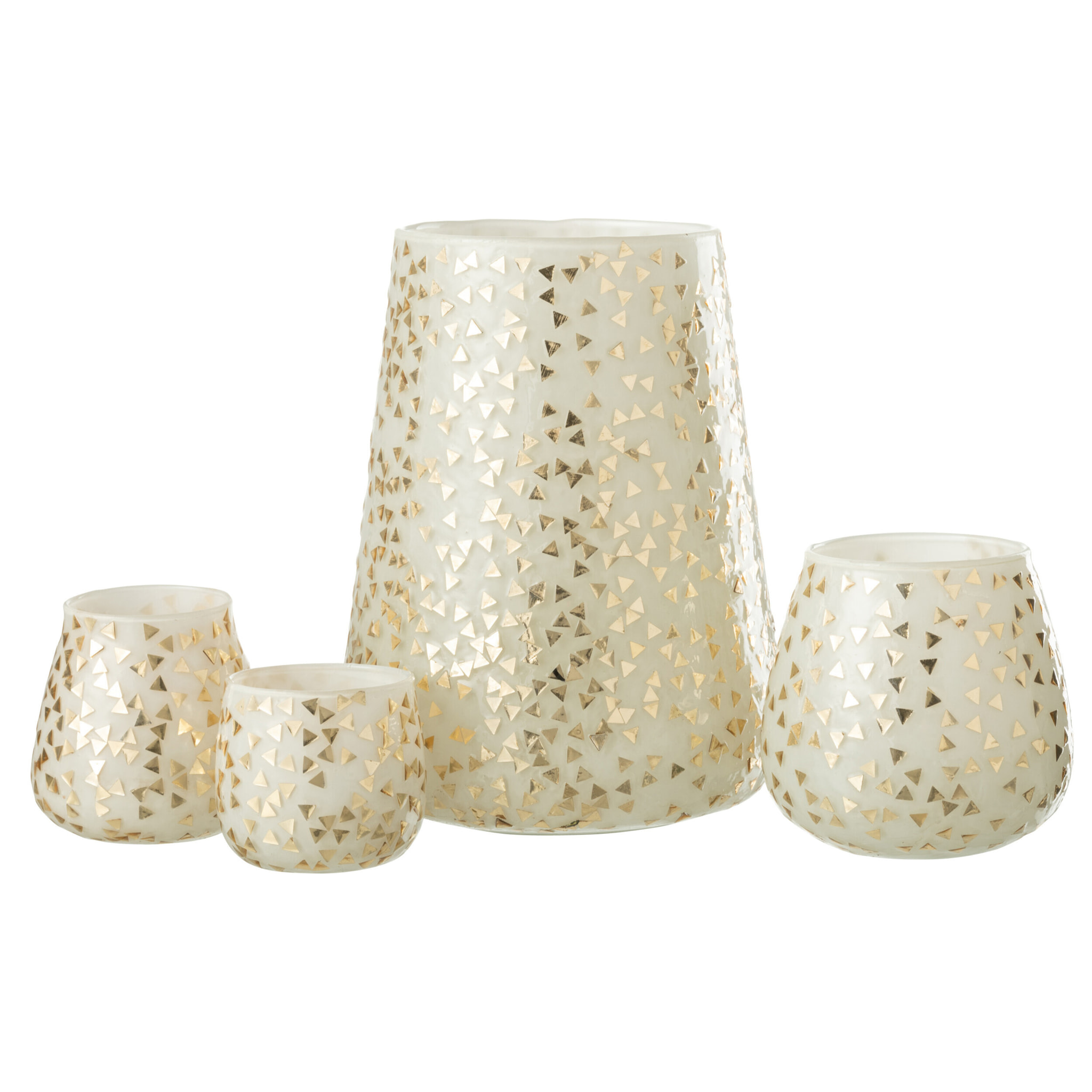 J-Line photophore Triangle - verre - blanc/or - extra large