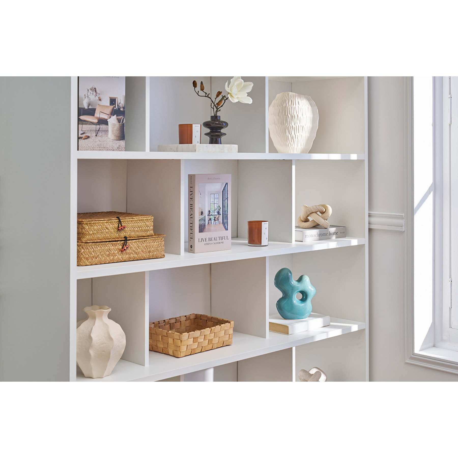 Bibliothèque scandinave blanc mat L140 cm EPURE