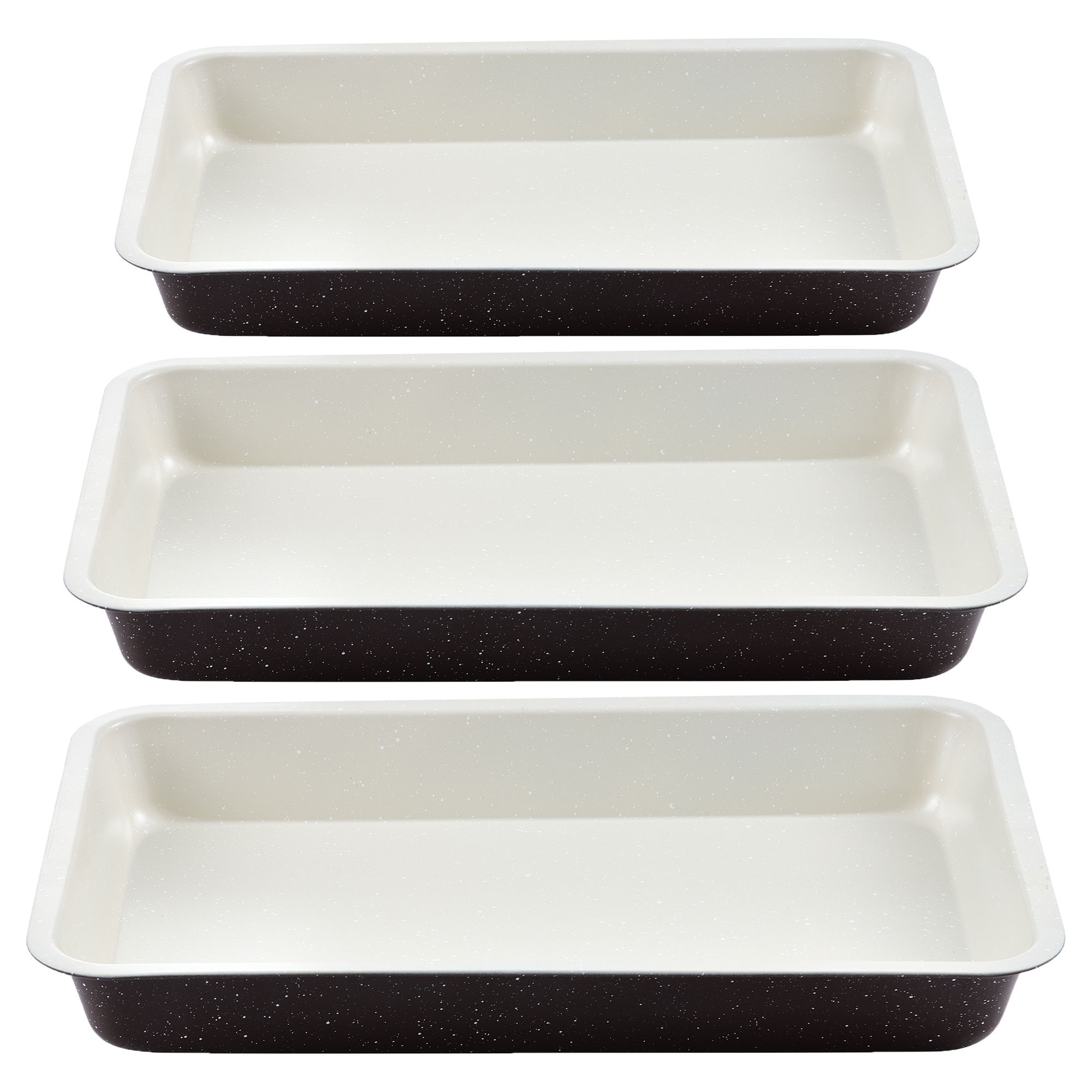 Set 3pc de bandeja de horno en acero natural| 28,5 x 19,5 x 3,5cm / 31,5 x 21,5 x 3,5cm / 34 x 24 x 3,5cm