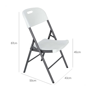 Well home - silla catering de estructura metálica acabado blanco, 45x53x87 cm