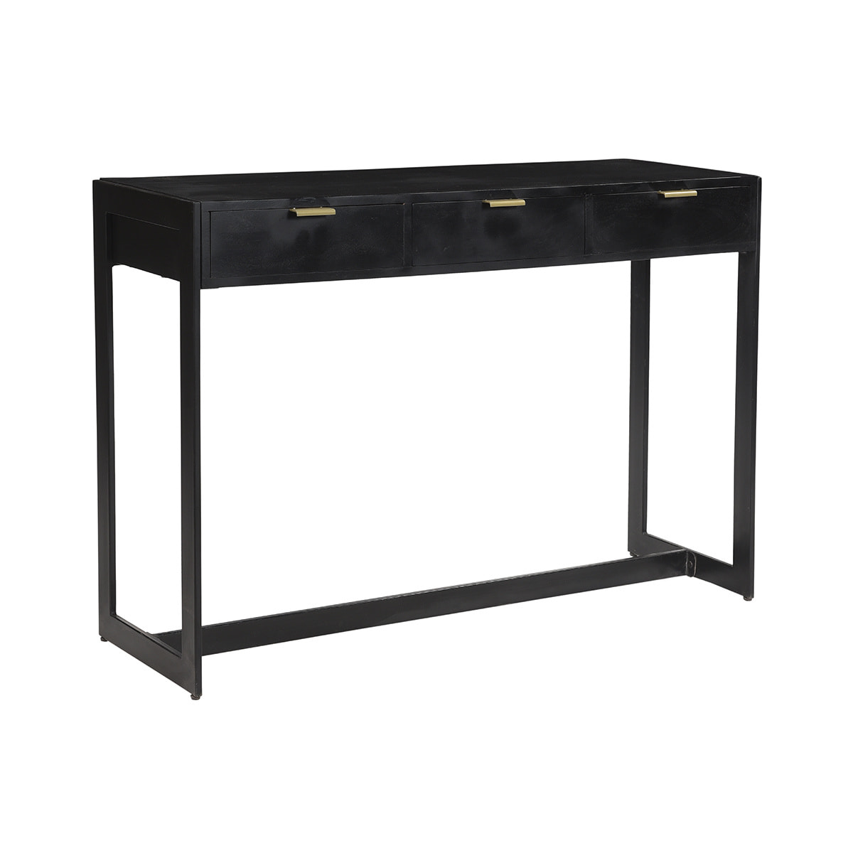 Console design avec rangements 3 tiroirs noire et métal L115 cm AVIDAN