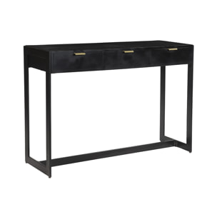 Console design avec rangements 3 tiroirs noire et métal L115 cm AVIDAN