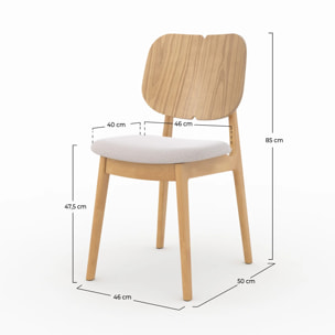 Lot de 2 chaises en bois clair et tissu beige - Clyde