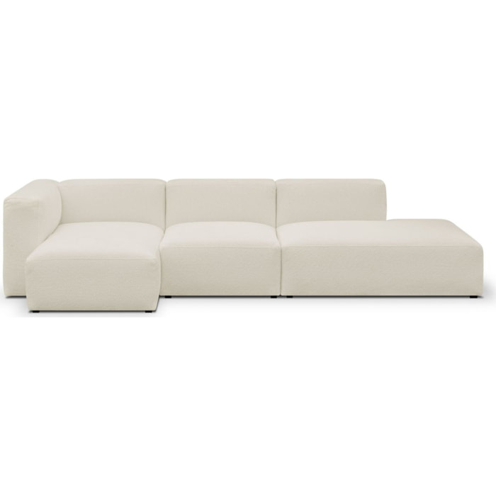 Canapé d'angle à gauche modulable 5 places en tissu bouclette - MODULO