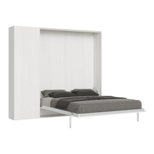 Cama abatible 160 vertical Kentaro con columna Fresno Blanco