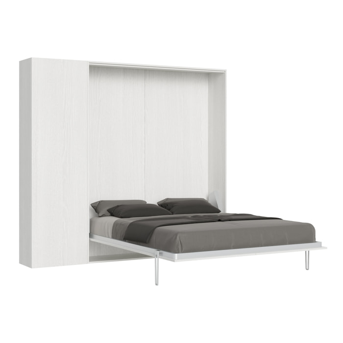 Cama abatible 160 vertical Kentaro con columna Fresno Blanco