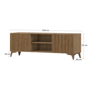 Portmore - meuble TV - effet bois - 2 portes et 2 niches - 150 cm - Bois