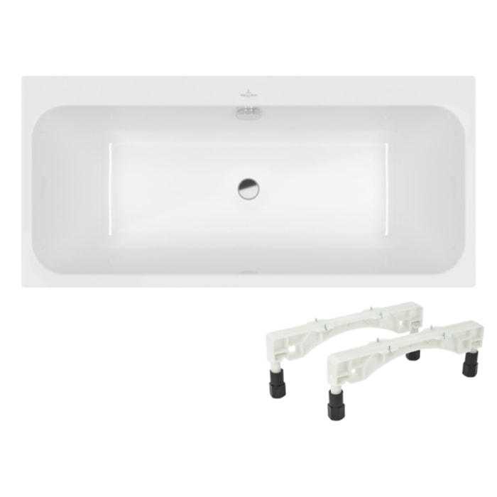 Baignoire droite 170 x 70 VILLEROY & BOCH Architectura + Pieds + Vidage de baignoire WIRQUIN chromé