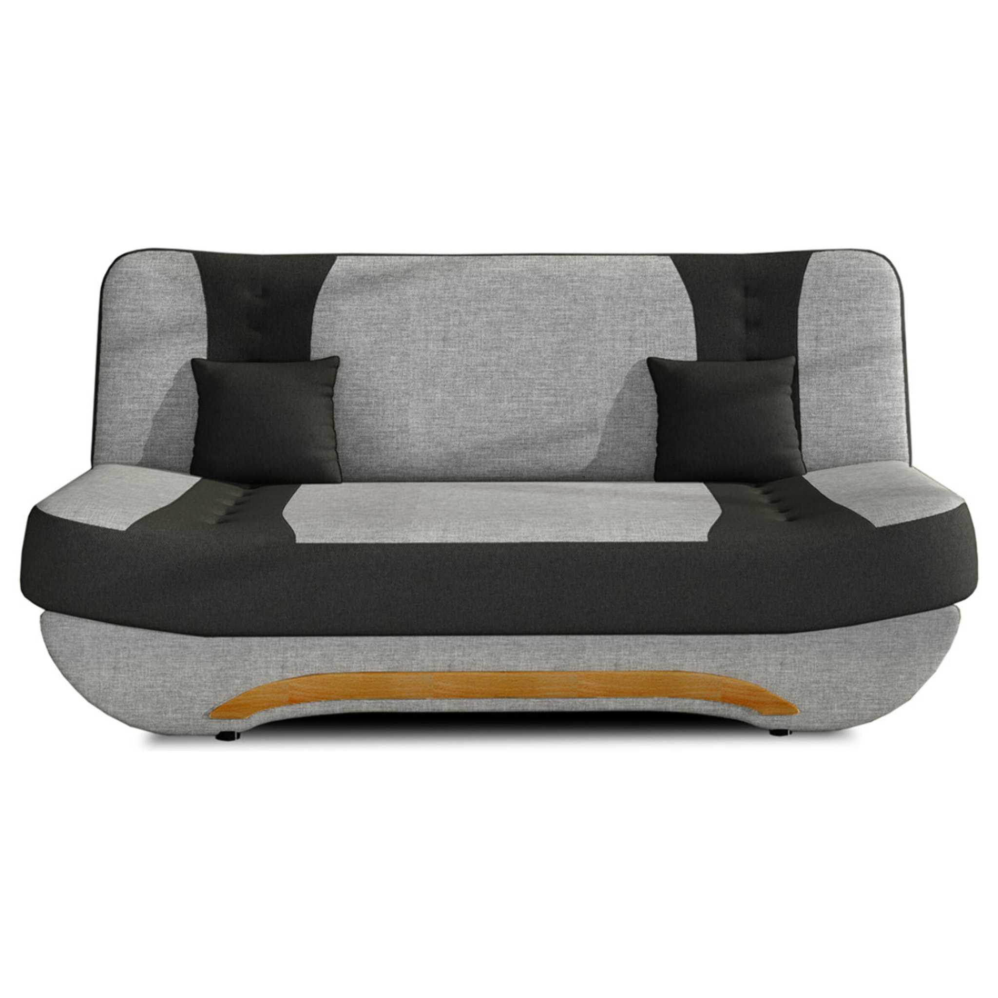 Nelson - canapé convertible clic-clac 3 places en tissu - Gris / Noir