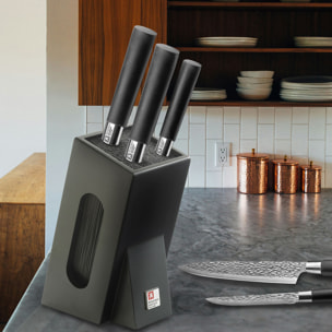 Katana - Bloque espagueti negro con 5 cuchillos de cocina