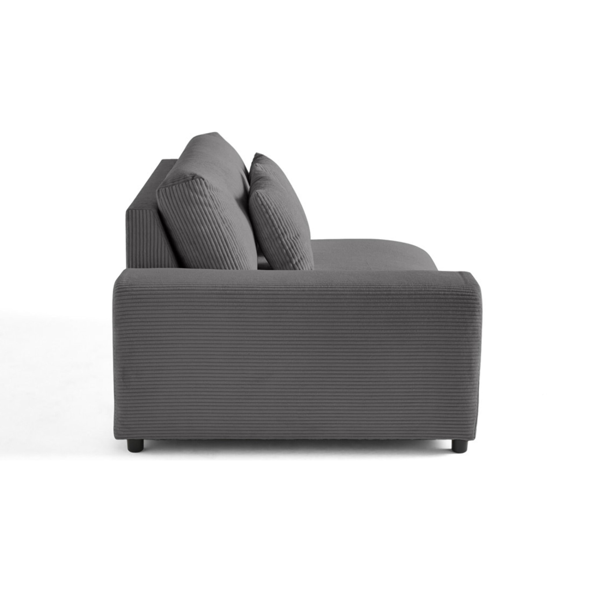 Garance - module d'assise 2 places avec accoudoir gauche - en velours côtelé - Gris foncé