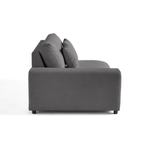 Garance - module d'assise 2 places avec accoudoir gauche - en velours côtelé - Gris foncé
