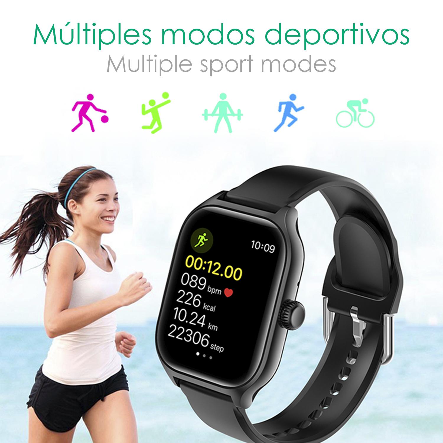 DAM Smartwatch GT4 Pro con llamadas BT, notificaciones push. Monitor deportivo y de salud. Corona multifunción. 4,2x1,2x5,2 Cm. Color: Oro