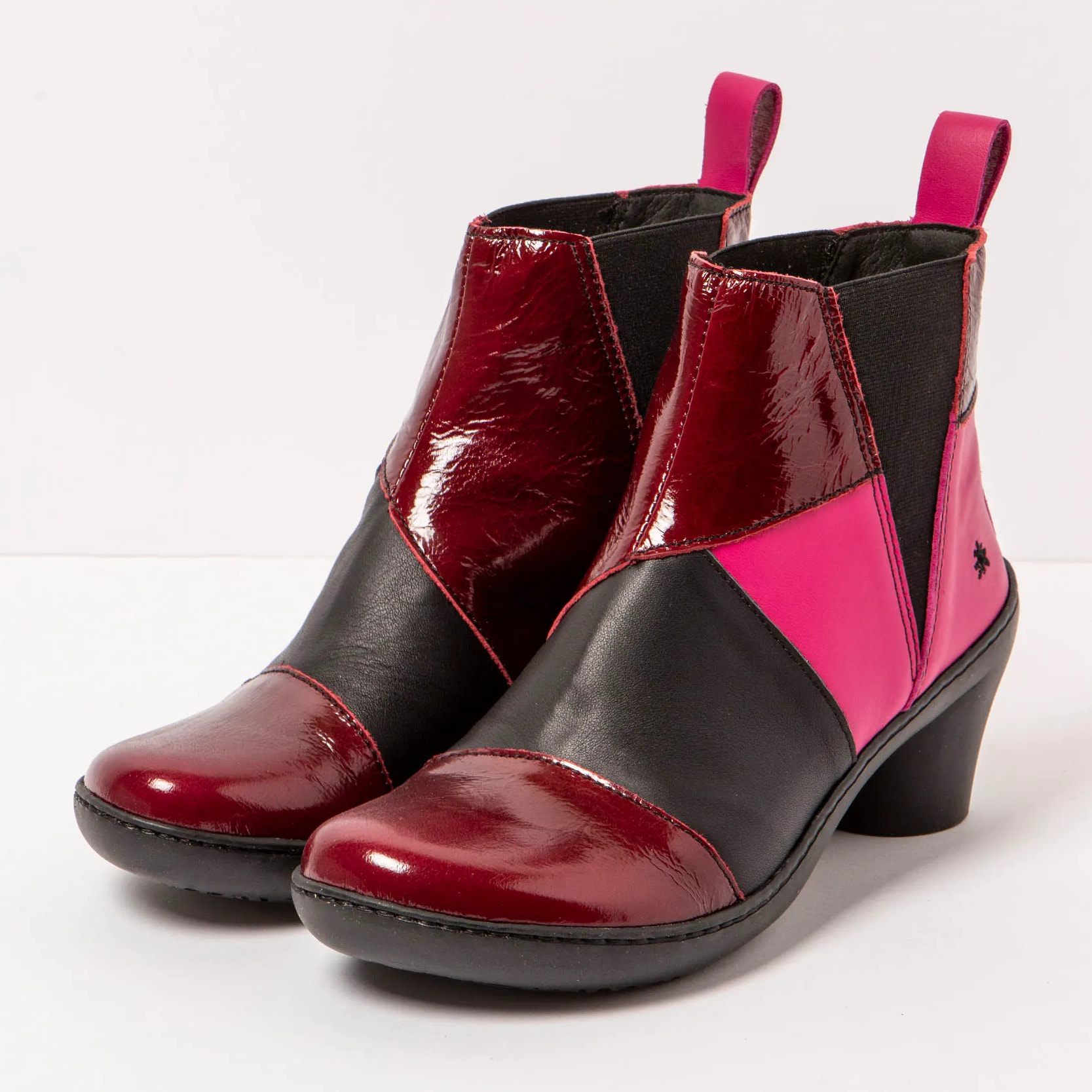 Botines con tacón 1453 MULTI LEATHER BURDEOS-BLACK/ ALFAMA color Burdeos-black