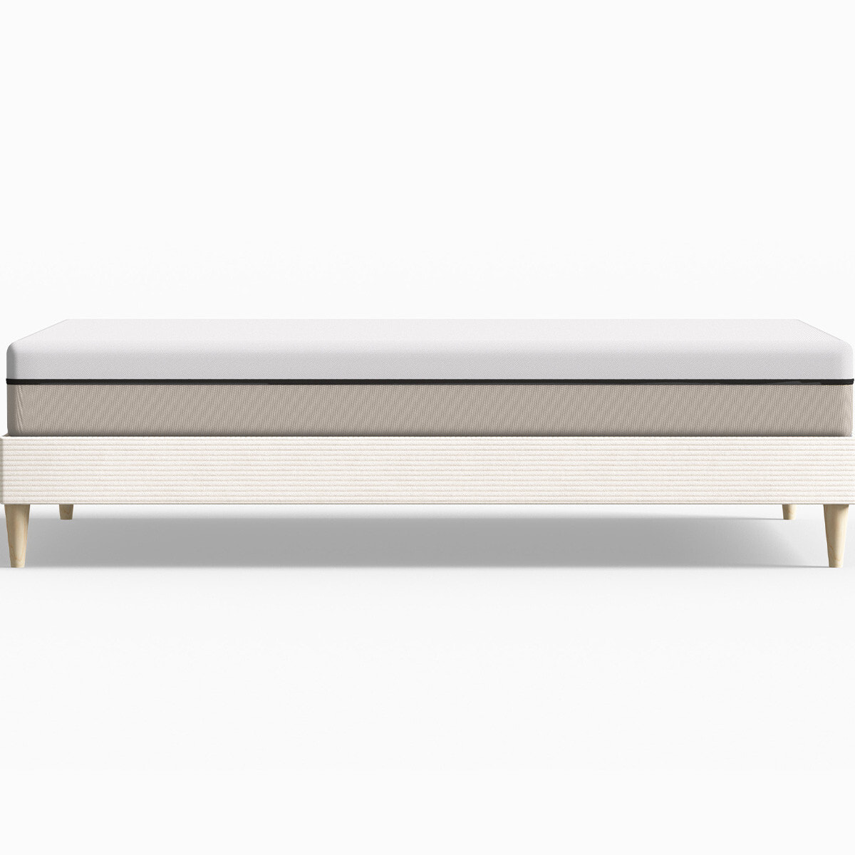 Lit en velours côtelé + Matelas Hybride à ressorts ensachés - DINA & SPRING ELITE
